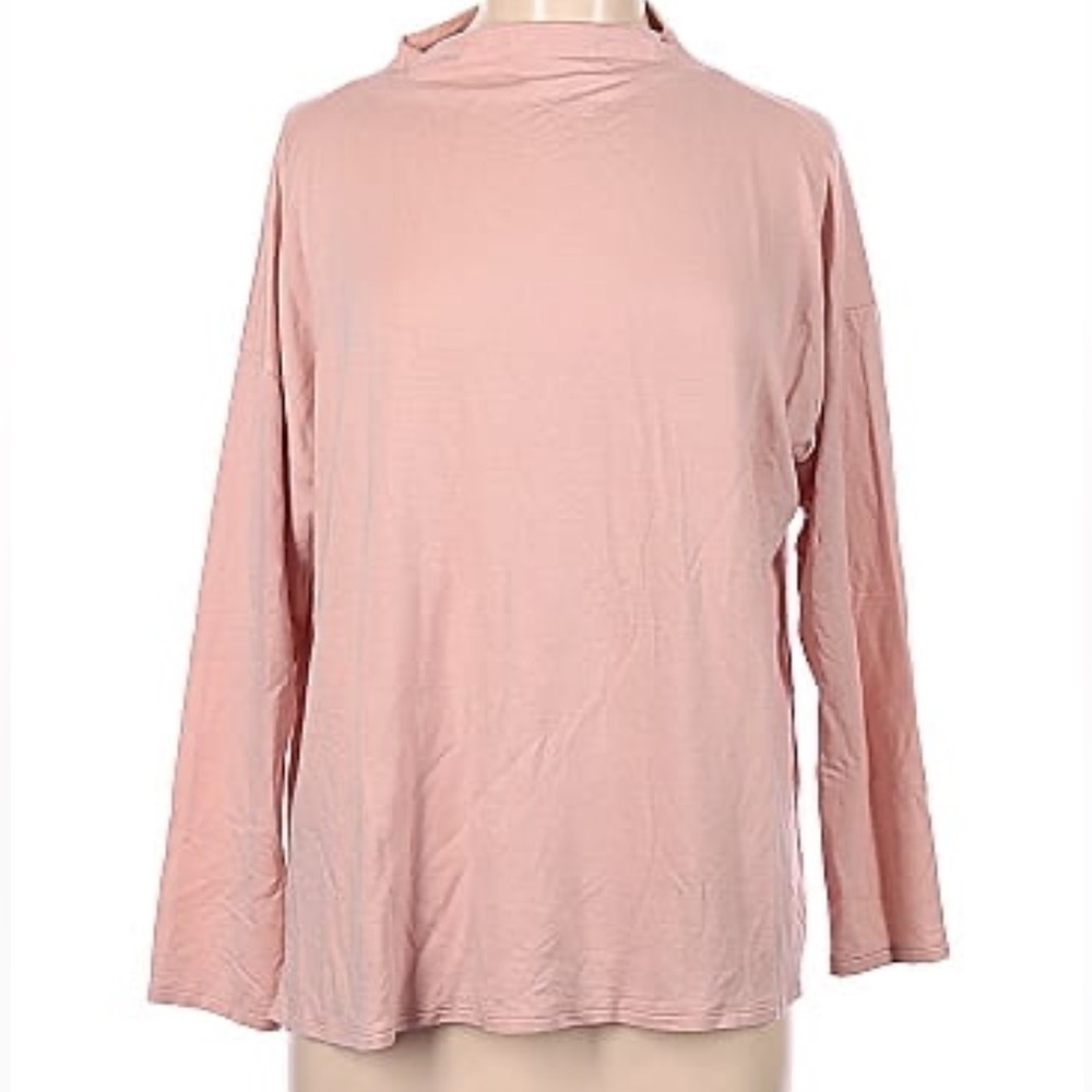 Eileen Fisher wool mockneck 3/4 sleeve sweater size XL